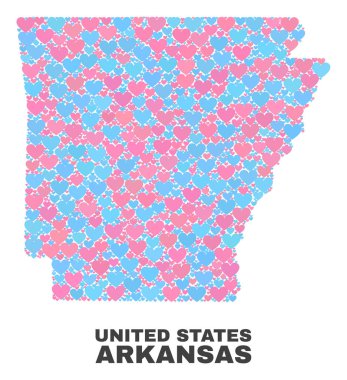 Arkansas eyalet harita - Love Hearts mozaiği