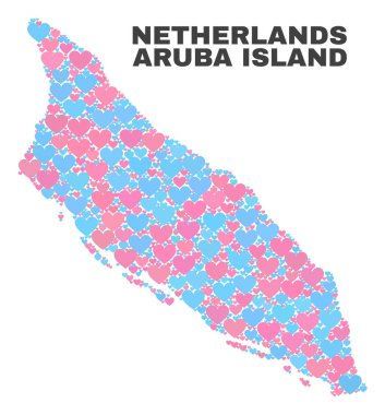 Aruba Island harita - Love Hearts mozaiği