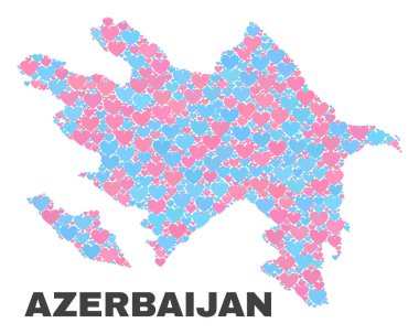 Azerbaycan Haritası - mozaik güzel kalpler
