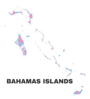 Bahama Adaları Harita - Love Hearts mozaiği