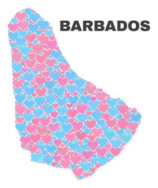 Barbados Haritası - Valentine Kalpler mozaiği