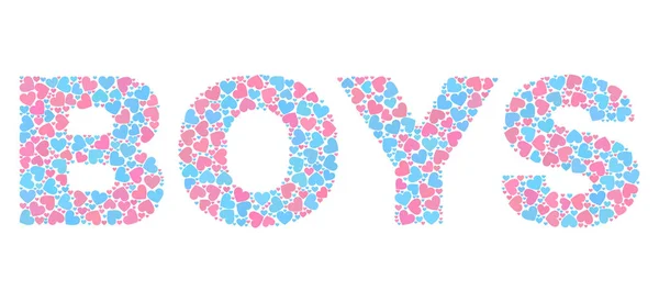 Lovely BOYS Text Collage of Hearts — Stock Vector