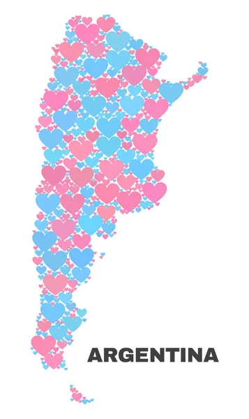 Αργεντινή Χάρτης - μωσαϊκό Valentine καρδιές — Διανυσματικό Αρχείο