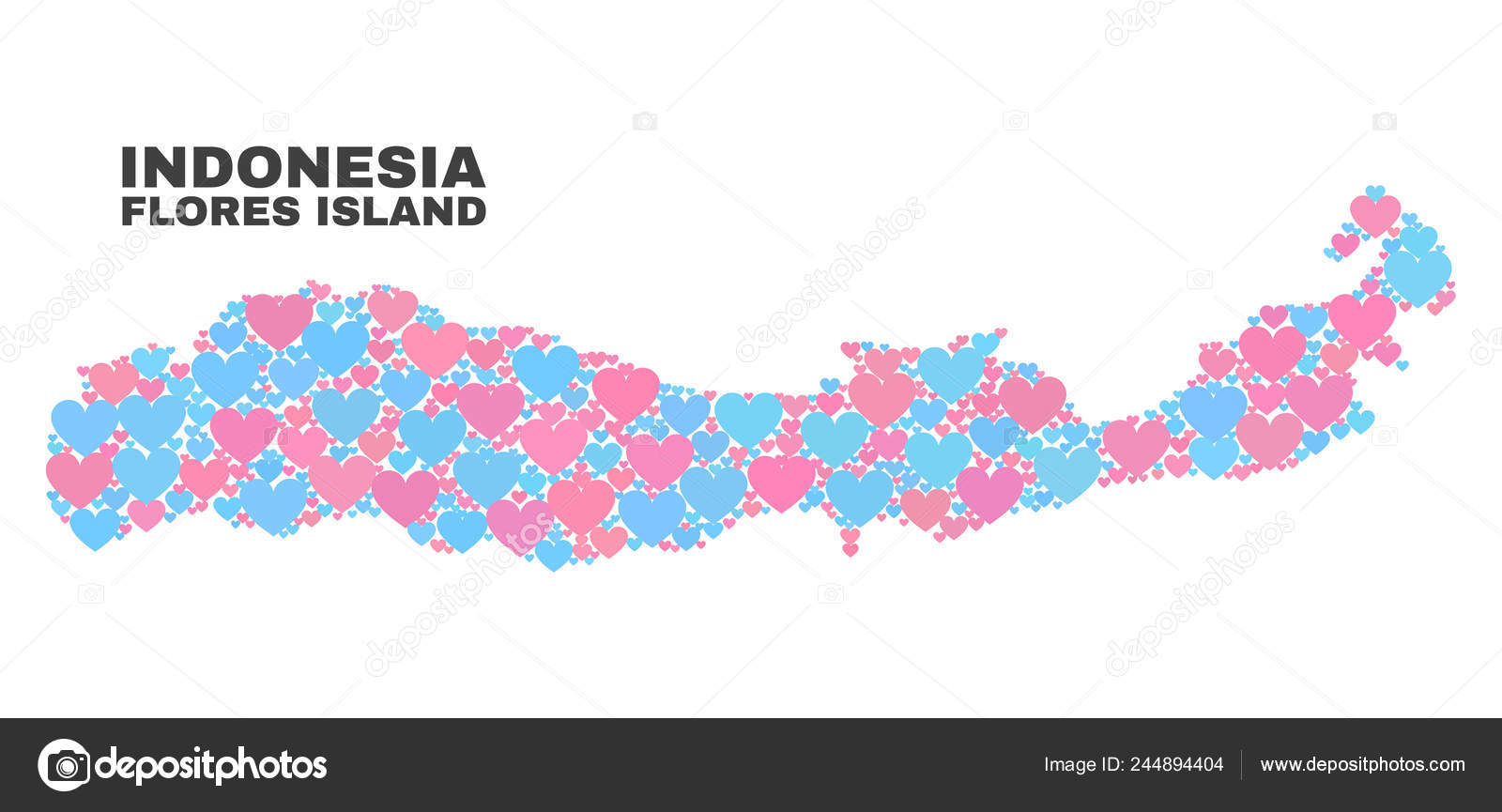 インドネシア地図 素敵なハートのモザイクのフローレス島 ストックベクター C Newdesignillustrations