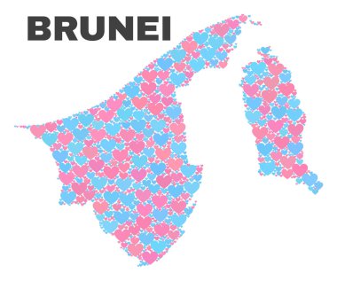 Brunei harita - mozaik güzel kalpler