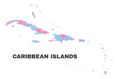 Karayip Adaları Harita - Valentine Kalpler mozaiği