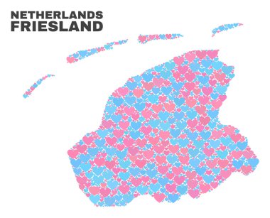 Friesland il Haritası - mozaik güzel kalpler