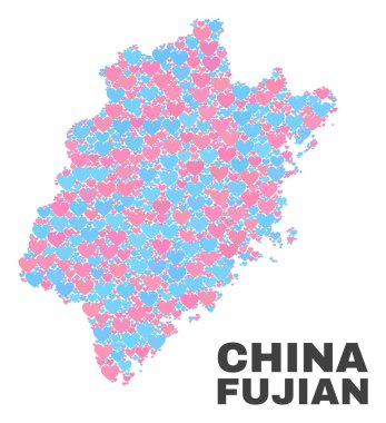 Fujian Eyaleti harita - mozaik güzel kalpler