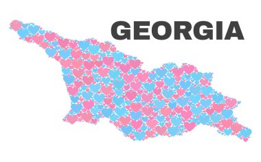Georgia Map - mozaik güzel kalpler