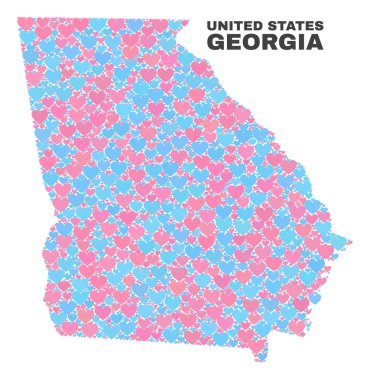 Gürcistan Devlet harita - Love Hearts mozaiği