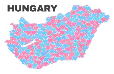 Macaristan Haritası - Valentine Kalpler mozaiği