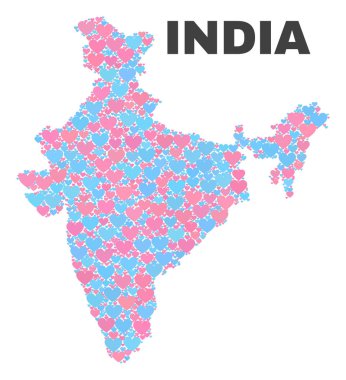 Hindistan Haritası - mozaik güzel kalpler