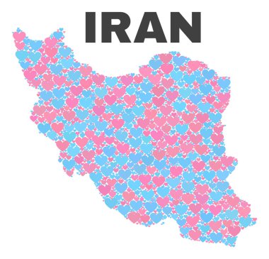 Iran Haritası - Valentine Kalpler mozaiği