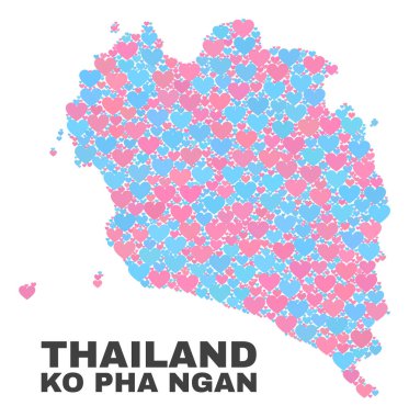 Ko Pha Ngan harita - mozaik güzel kalpler