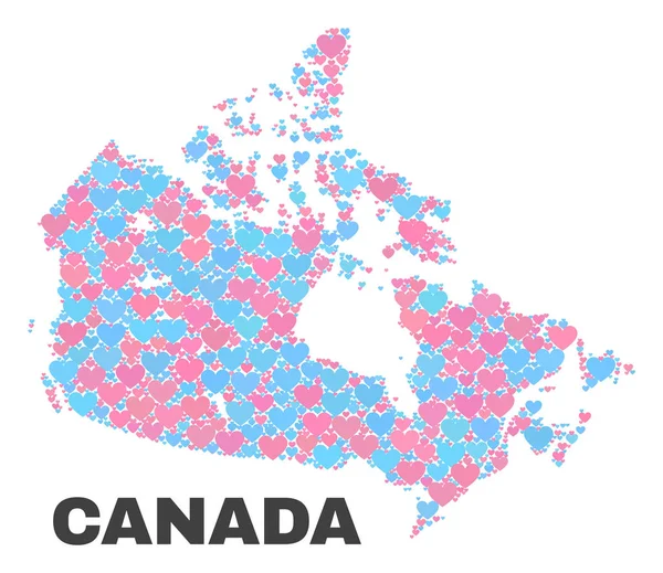 Kanada mapa - mozaika piękny serca — Wektor stockowy