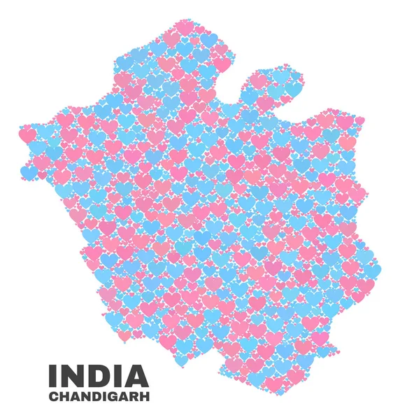 Mapa města Chandigarh - mozaika krásné srdce — Stockový vektor
