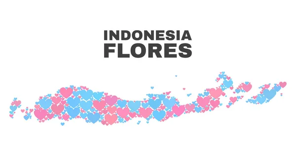 Флорес острови Індонезії карту - мозаїка з любов'ю серця — стоковий вектор