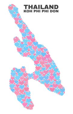 Koh Phi Don harita - Love Hearts mozaiği