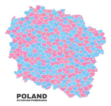 Kuyavian-Pomeranian Voyvodalığı harita - mozaik güzel kalpler