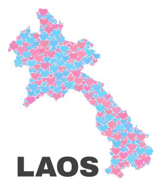 Laos Haritası - Love Hearts mozaiği