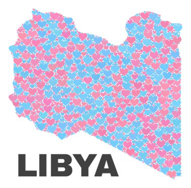 Libya Haritası - Love Hearts mozaiği