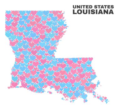 Louisiana Devlet harita - Valentine Kalpler mozaiği