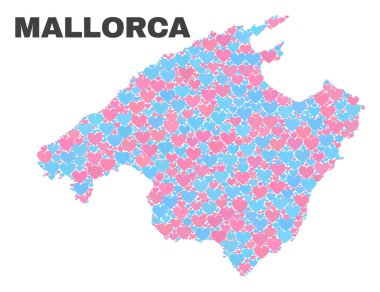Mallorca Haritası - Valentine Kalpler mozaiği