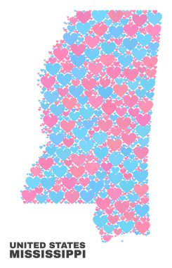 Mississippi State harita - Love Hearts mozaiği