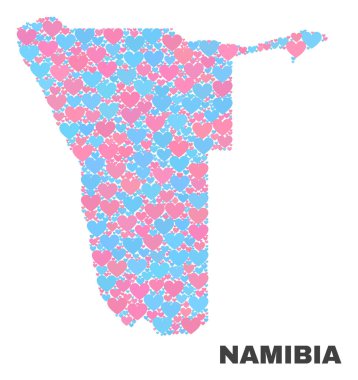 Namibya Haritası - Valentine Kalpler mozaiği