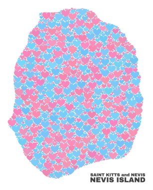 Nevis Adası Haritası - Love Hearts mozaiği