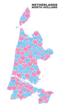Kuzey Hollanda harita - mozaik güzel kalpler