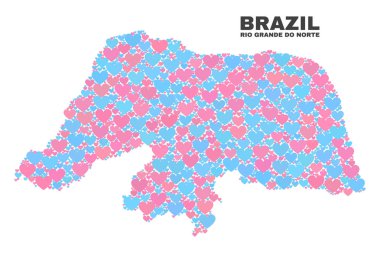Rio Grande Do Norte devlet harita - Love Hearts mozaiği