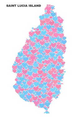 Saint Lucia ada Haritası - mozaik güzel kalpler