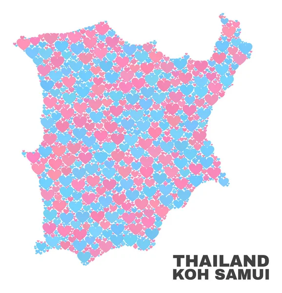 Koh Samui Haritası - Love Hearts mozaiği