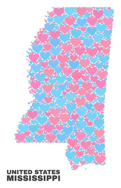 Mississippi State harita - Love Hearts mozaiği