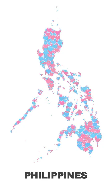 フィリピン地図 - 素敵なハートのモザイク — ストックベクタ