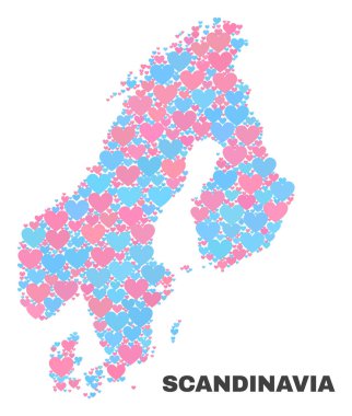 Scandinavia harita - mozaik güzel kalpler