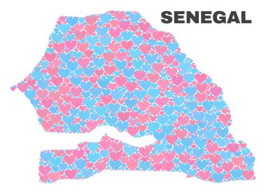Senegal haritası - Valentine Kalpler mozaiği