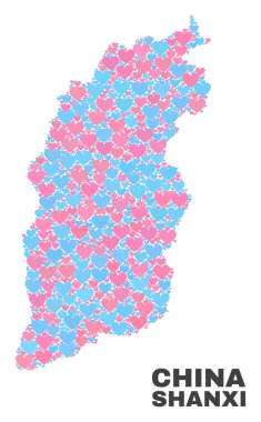 Shanxi eyaletinde harita - Love Hearts mozaiği