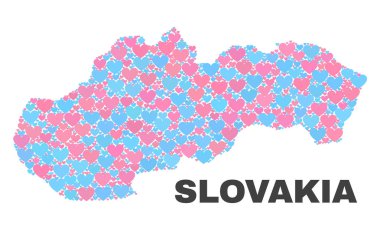 Slovakya Haritası - mozaik güzel kalpler