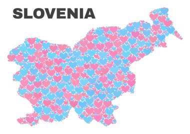 Slovenya harita - Love Hearts mozaiği