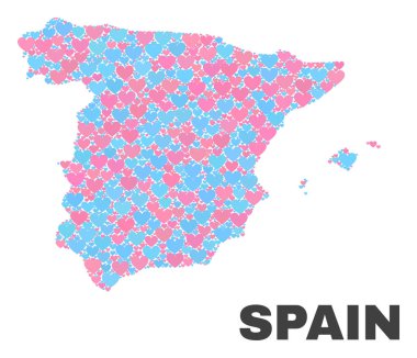 İspanya harita - Valentine Kalpler mozaiği