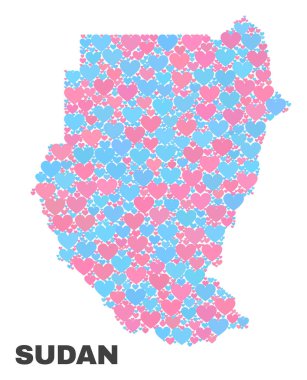 Sudan Haritası - mozaik güzel kalpler