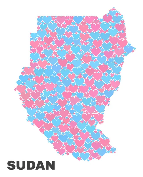 Sudan Haritası - mozaik güzel kalpler
