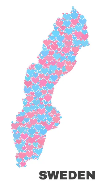 Suécia Mapa - Mosaico do Amor Corações —  Vetores de Stock