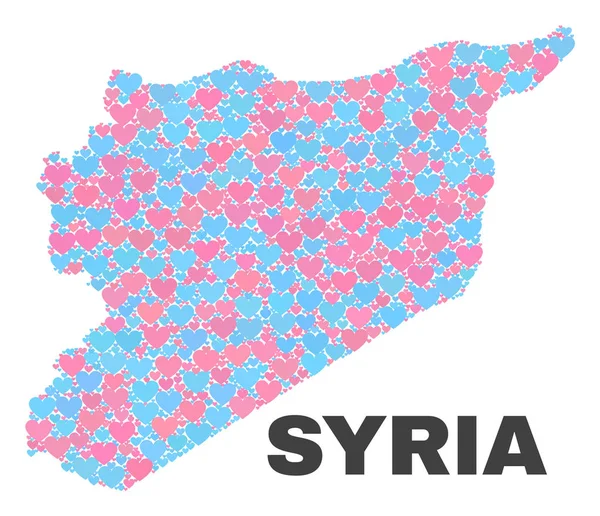 Suriye Haritası - Love Hearts mozaiği