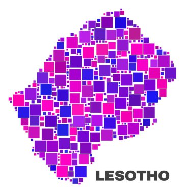 Kare öğeleri mozaik Lesoto Haritası