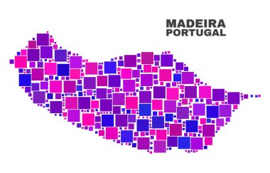Kare öğeleri mozaik Madeira Haritası