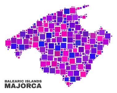 Kare öğeleri mozaik Mayorka Haritası