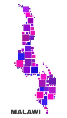 Kare öğeleri mozaik Malavi Haritası